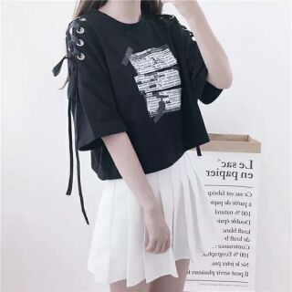 ÁO KIỂU OVERSIZE CỘT NƠ TAY ĐAN CHÉO DÂY