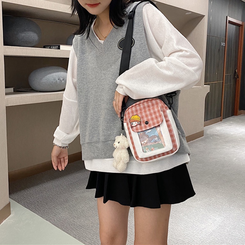Túi đeo chéo mini bằng vải phong cách Hàn Quốc đáng yêu dễ thương