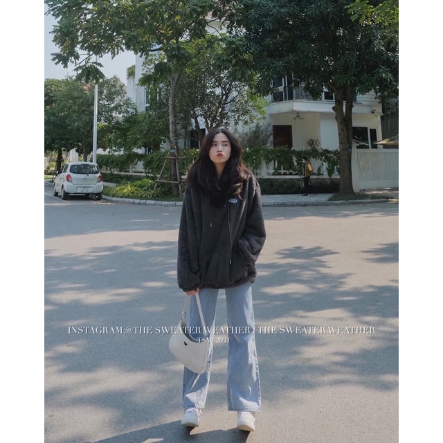 (Ảnh thật) Áo hoodie lông cừu thêu logo nhỏ the.sweaterweather TSW | BigBuy360 - bigbuy360.vn