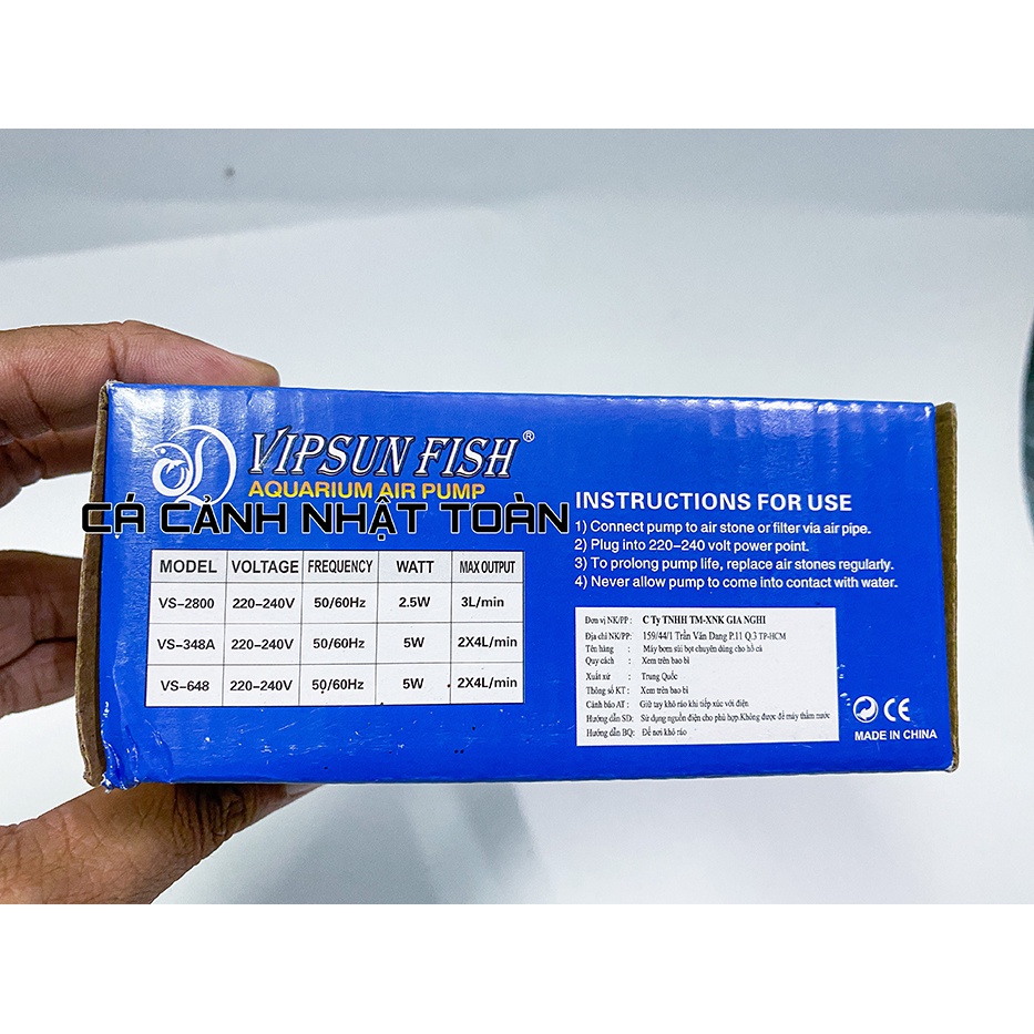 MÁY TẠO OXY 1 VIPSUN VS2800 VÒI 2-5W TẶNG 1M DÂY VÀ 1 CỤC SỦI