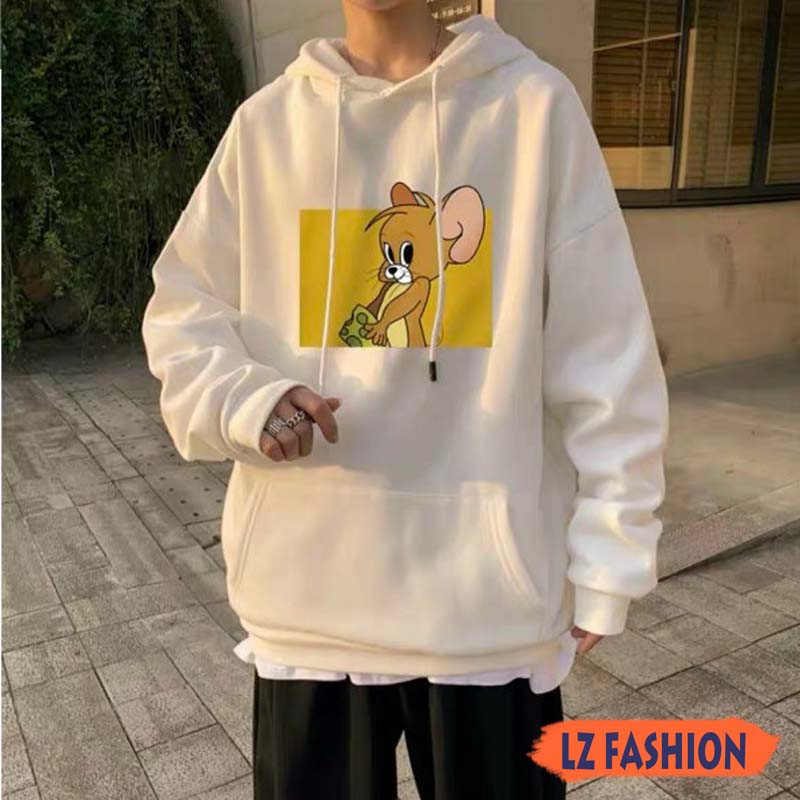 ÁO HOODIE HOẠT HÌNH FORM RỘNG VẢI NỈ CHẤT ĐẸP KHÔNG XÙ LÔNG PHONG CÁCH HÀN QUỐC - LZ FASHION - GV043