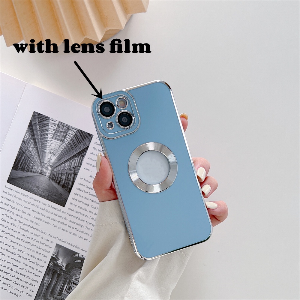 Sang Trọng Ốp Điện Thoại Mạ Điện Chống Sốc Bảo Vệ Ống Kính Máy Ảnh Cho IPhone 7 plus 8 plus x xs max xr 12mini 13mini