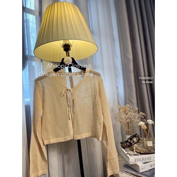 Áo khoác Len lưới lỗ dài tay cột dây TT0806