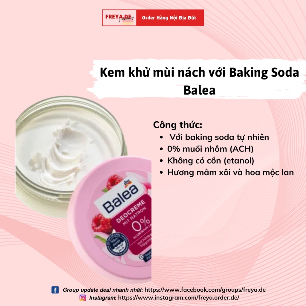 Sáp khử mùi hôi nách chứa Baking Soda làm sáng da - Balea Deocreme