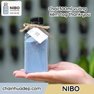 [Chính hãng NIBO] 20 chai đựng nước ép, trà sữa kèm tag handmade | chai nhựa 300ml vuông lùn  | MS: 300VL