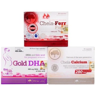 Bộ 3 thực phẩm bổ sung dưỡng chất cho bà bầu Chela-Ferr Forte + Gold DHA + Canxi Chela-Calcium D3 nhập khẩu Ba Lan