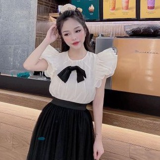 Áo đũi tơ lạnh cánh tiên có nơ ngực