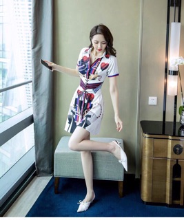 [ hàng mới ] ĐẦM LỤA SƠ MI HOẠ TIẾT