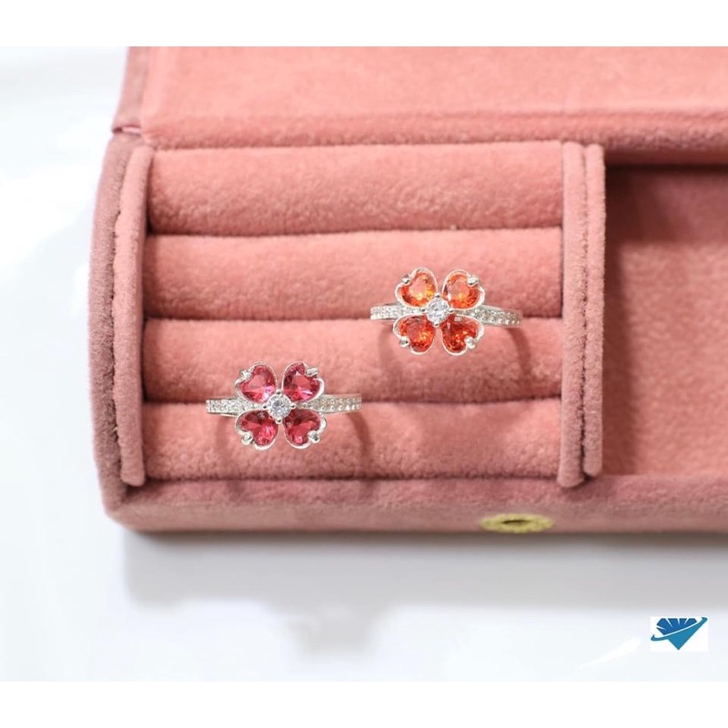Nhẫn nữ Bạc ta, Cỏ 4 lá may mắn đủ màu phong Thuỷ. Mẫu mới nhất Mainomi Shop Bạc Xinh