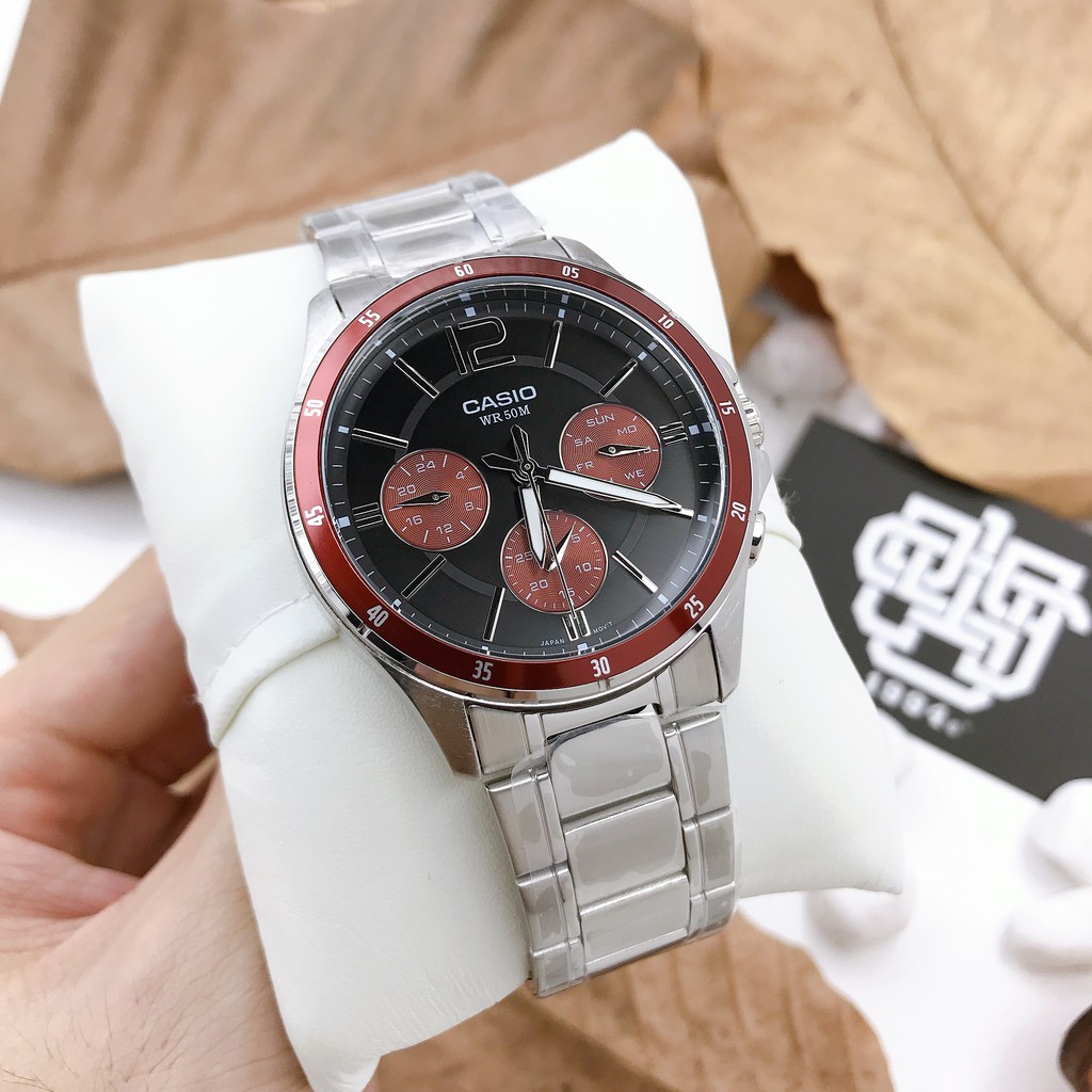 Đồng hồ nam Casio MTP-1374 / MTP-1374D-5A dây thép không gỉ, chống nước 50m, hàng chính hãng