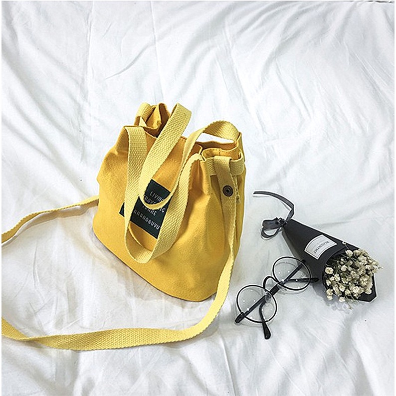 Túi Đựng Hộp Cơm Trưa Mini Vải Bố Có Dây Đeo Vai Có Thể Điều Chỉnh