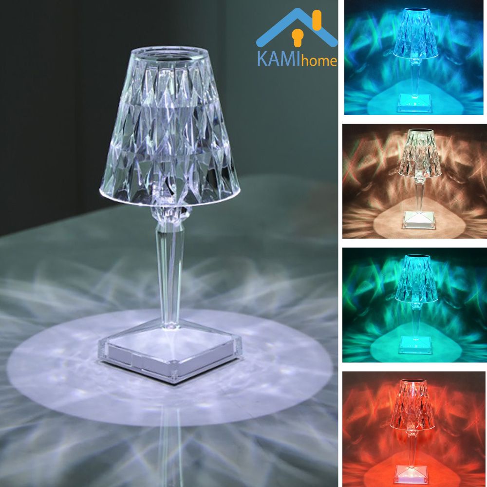 Đèn ngủ pha lê để bàn cảm ứng pin sạc tích điện led nhiều màu trang trí KM 26013
