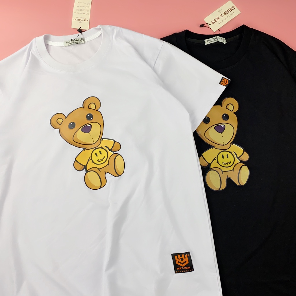 Áo Thun Đôi Nam Nữ Gấu Drew Cotton 75% Form Rộng Unisex Nam Nữ Đẹp.