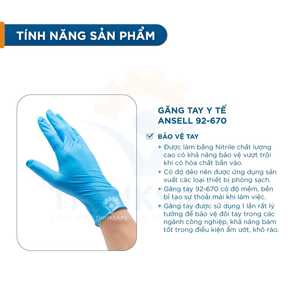 Găng tay cao su Ansell 92-670 chống dầu chống hoá chất, găng dai, ôm tay, găng công nghiệp - THINKSAFE