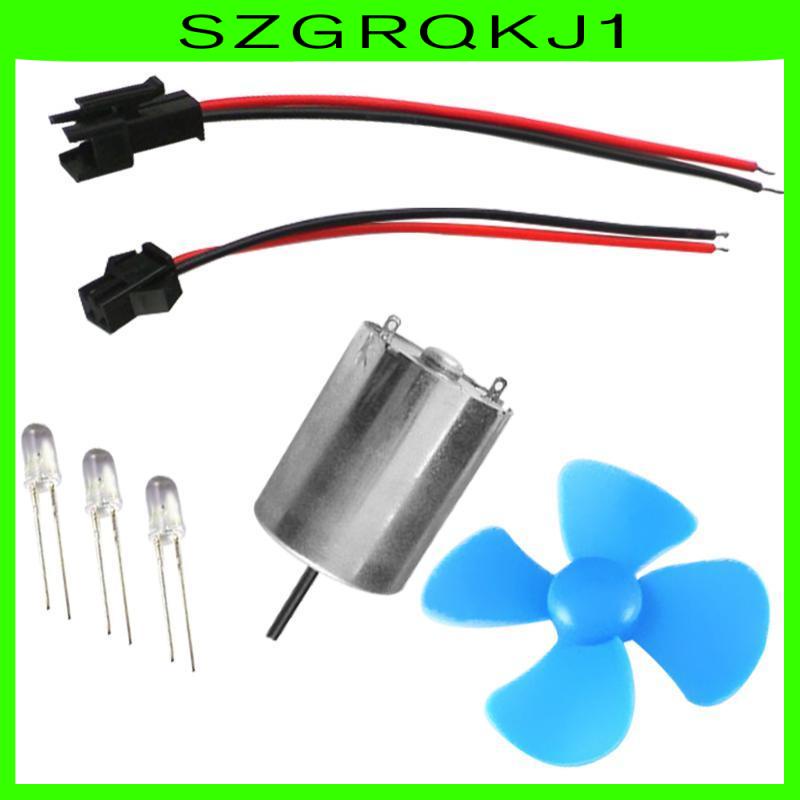 Bộ Động Cơ Tua Bin Gió Mini Có Đèn LED Phát Điện DC DIY