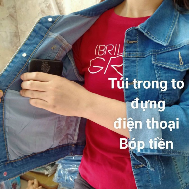 Áo khoác jean nữ chất liệu jean cotton co giãn mặc được bốn mùa có 5 màu phù hợp mọi lứa tuổi