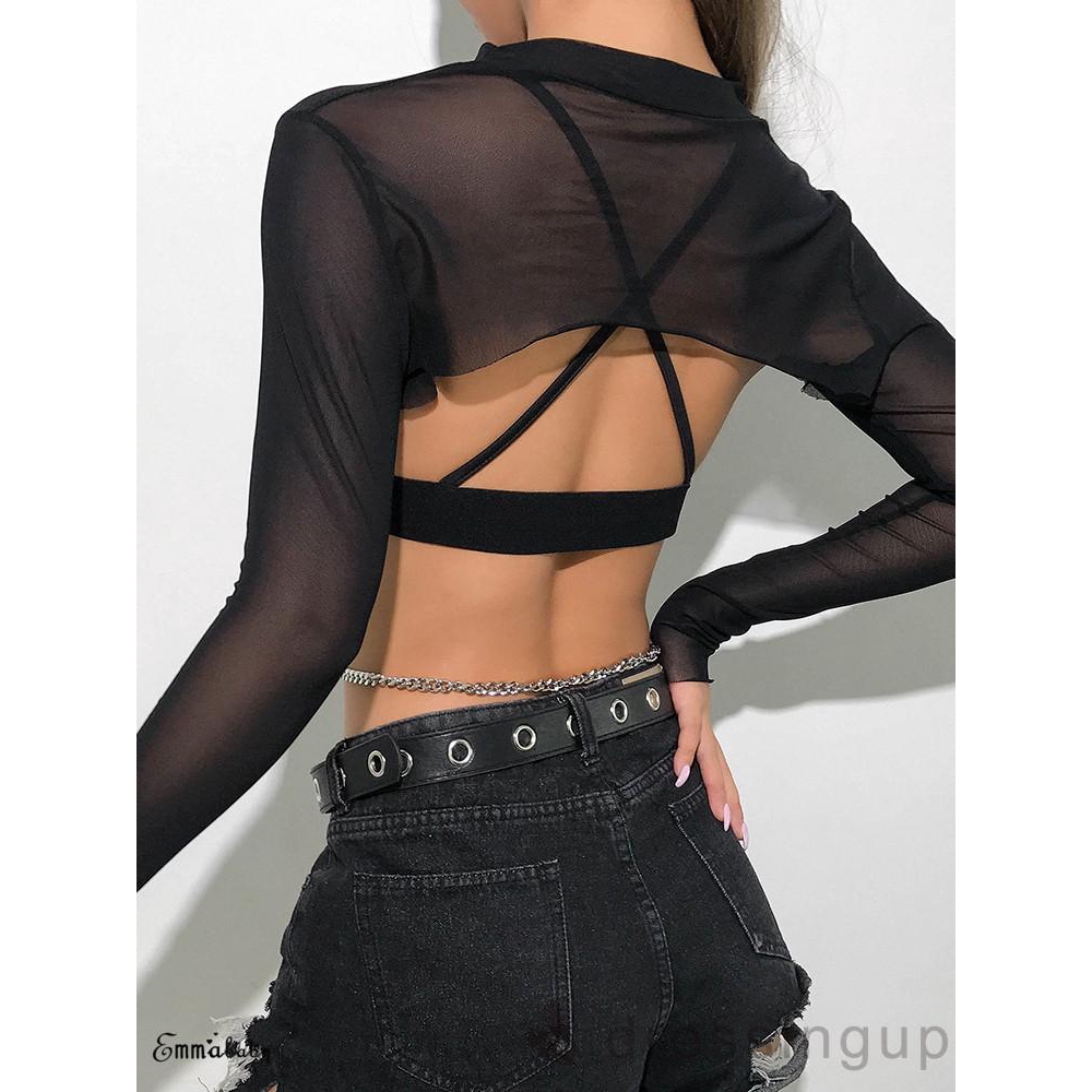 Áo Lưới Dài Tay Xuyên Thấu Gợi Cảm Cho Nữ