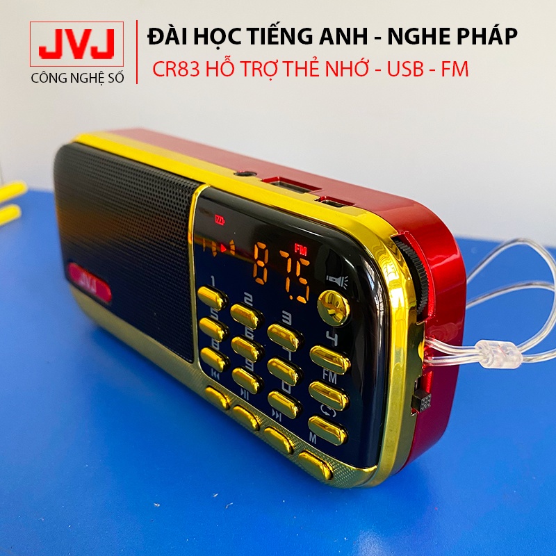 Loa nghe pháp mini JVJ J-836S 2 Pin sử dụng thẻ nhớ,USB học tiếng anh, đài FM, đèn pin siêu sáng - BH 12 tháng