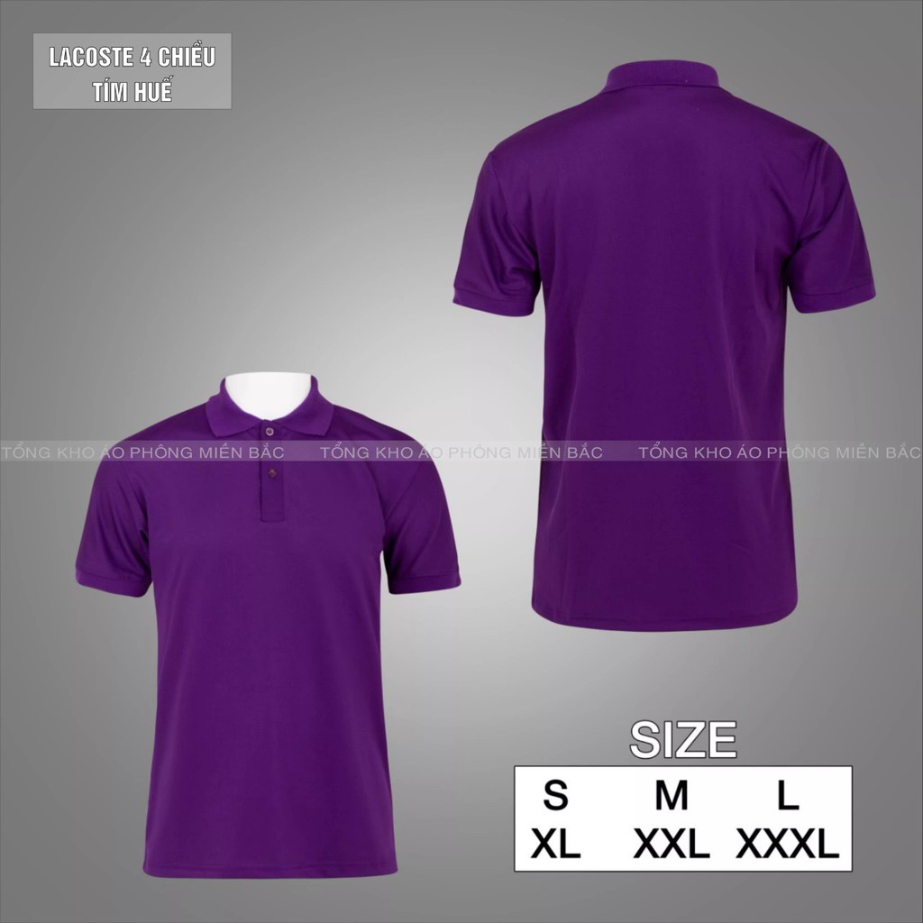 Áo phông Trơn Nam Nữ - Áo thun POLO màu TÍM HUẾ ngắn tay có cổ, Vải LACOSTE Cá sấu 4 chiều CAO CẤP, IN ẤN theo yêu cầu | BigBuy360 - bigbuy360.vn