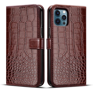 Họa Tiết Cá Sấu iPhone 16 15 14 Plus 13 Pro Max 13 Mini 12 Pro Max 12 Mini 11 Pro Max XR X XS Max Sang Trọng Lật Ví Da Đựng Thẻ 360 Full Cover