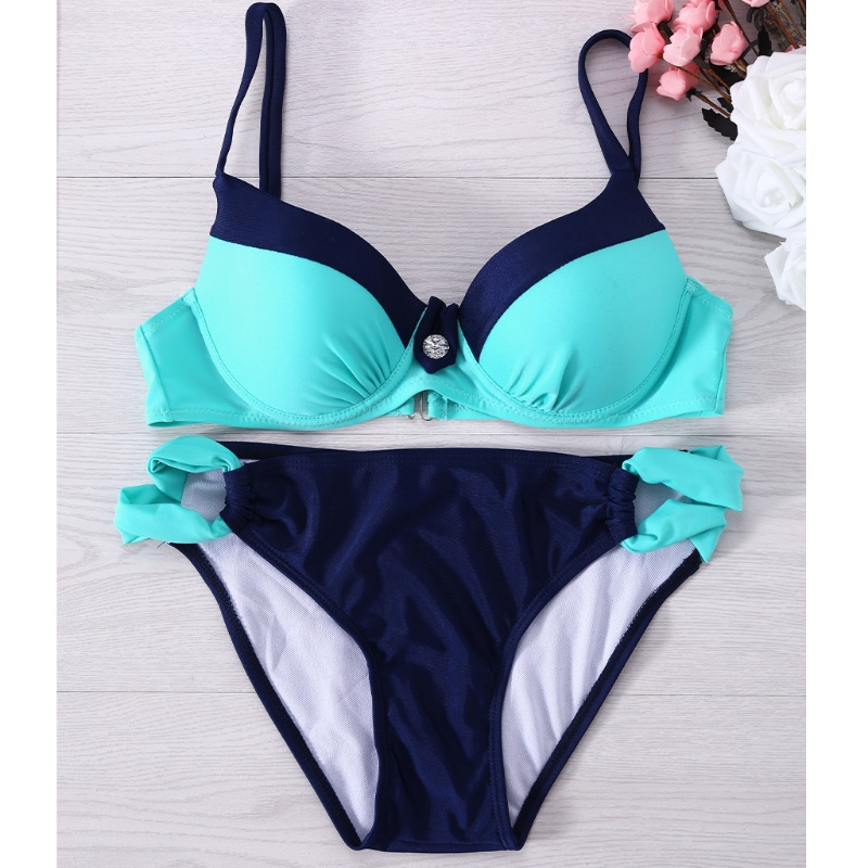 Bộ Đồ Bơi Bikini Hai Mảnh Có Đệm Nâng Ngực Màu Sắc Tương Phản Dành Cho Nữ