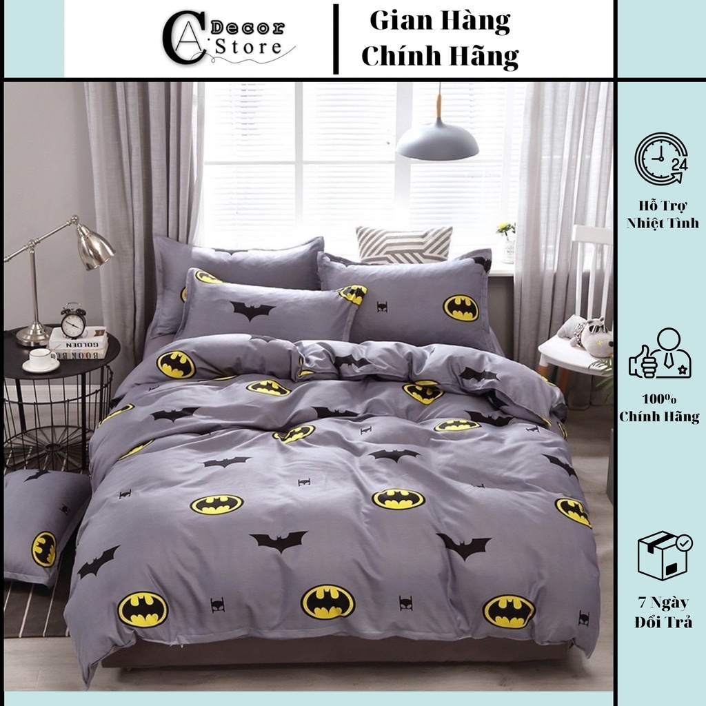 Bộ Chăn Ga Gối Cotton PL Batman Người Dơi , Chất Liệu Bền Đẹp Kích Cỡ Đa Dạng, By. C.A Decor Store