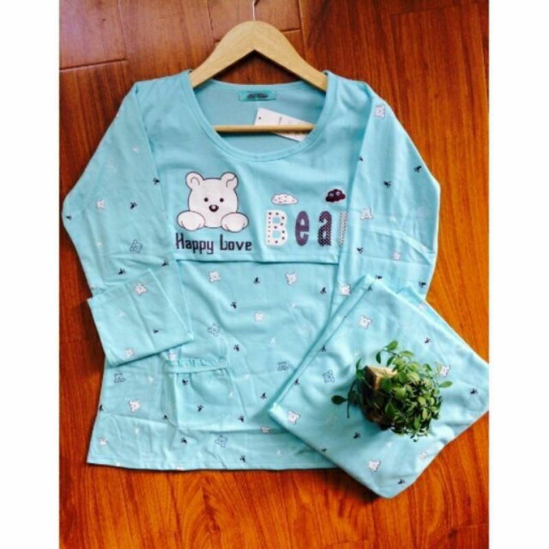 Bộ Quần Áo Bầu Và Sau Sinh Vải Cotton Mở Nắp Ngực Cho Bé Bú 45-65kg
