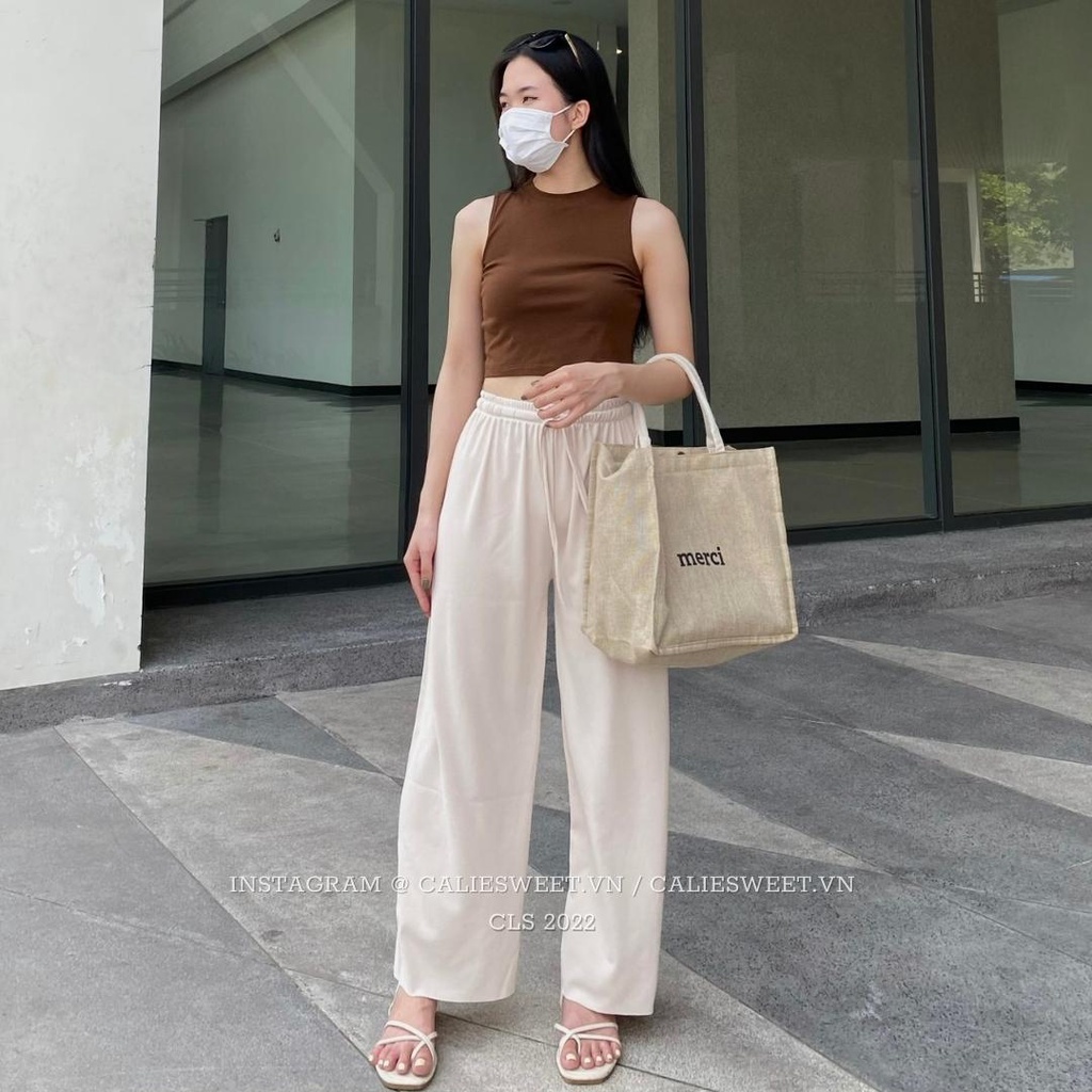 Quần thun tăm dáng xuông Caliesweet quần ống xuông chất thun co dãn