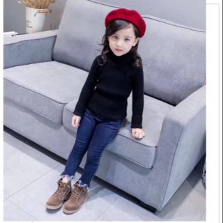 Áo len cao cổ màu đen cho bé trai, bé gái