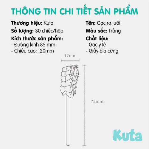 Gạc rơ lưỡi Kuta cho bé - Đầu gạc mềm mại, linh hoạt dễ dàng sử dụng