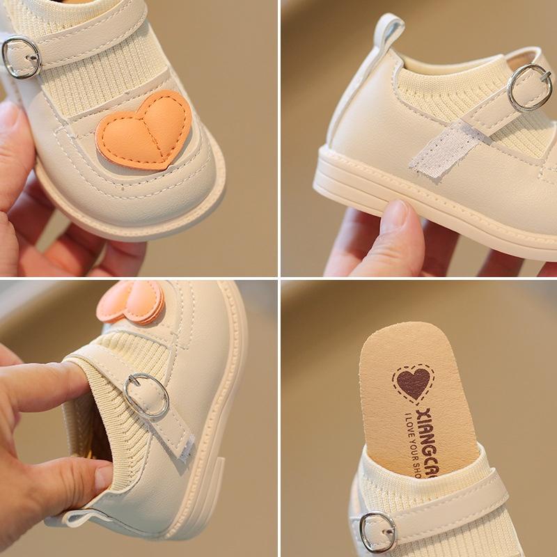 Giày búp bê len phối trái tim cho bé gái Giày công chúa tập đi 1-3 tuổi size 15-25 [GG03]
