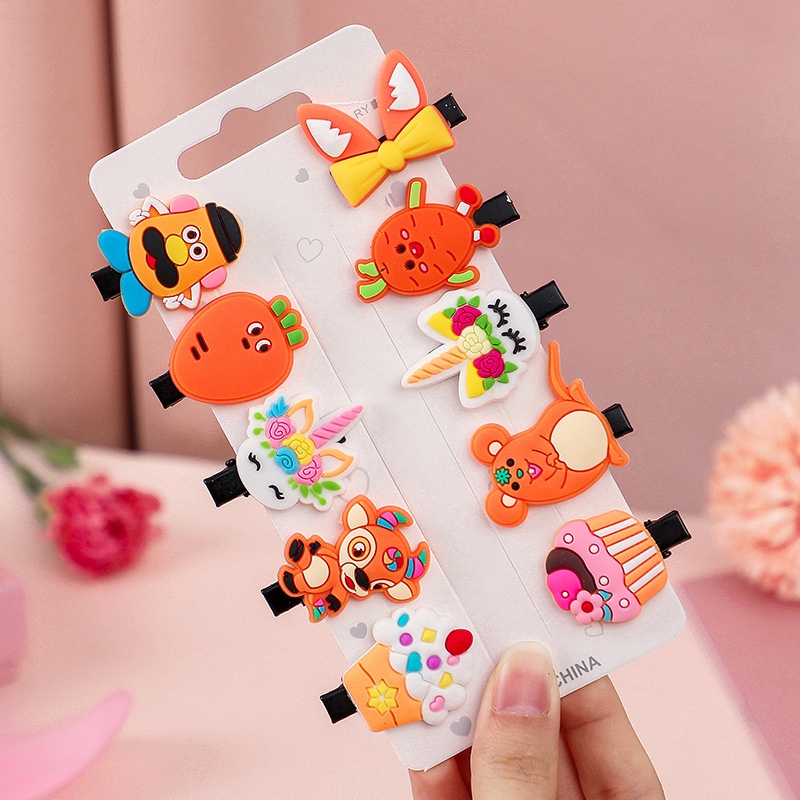 Set kẹp tóc 10 chi tiết cho bé gái thời trang nhiều họa tiết đáng yêu ( Kẹp tóc 10 chi tiết )