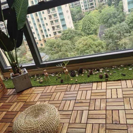 Combo 5 Tấm Sàn Gỗ Tự Nhiên Vỉ Nhựa XUẤT KHẨU CHÂU ÂU 12 Nan Lắp Ghép Decor Phòng Khách, Ban Công, Nhà Tắm, Ngoài Trời