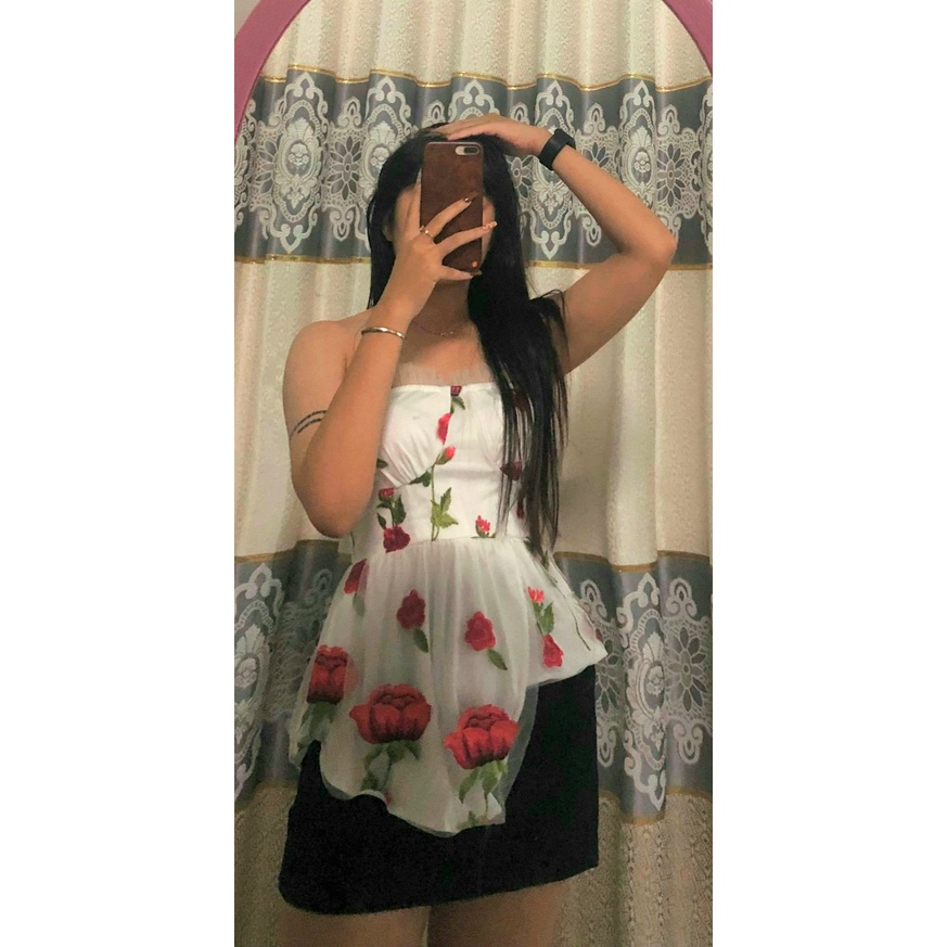 Áo Croptop quây ngực hoa hồng sang chảnh DG4563