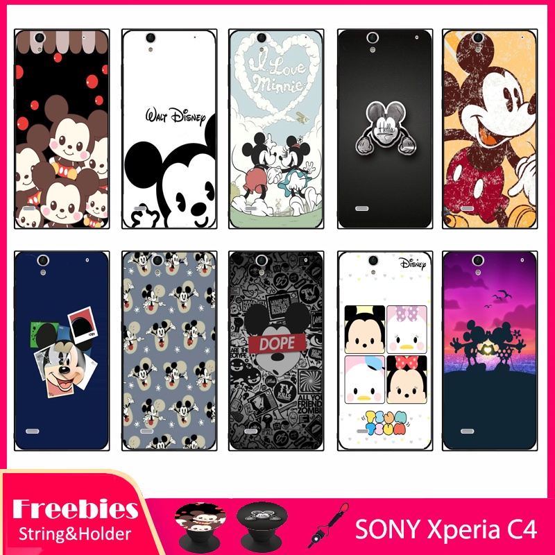 Ốp Điện Thoại Silicon Mềm Hình Mickey Và Minnie Có Dây Đeo Cho 5.5 inch SONY Xperia C4/E5363/E5333/E5306