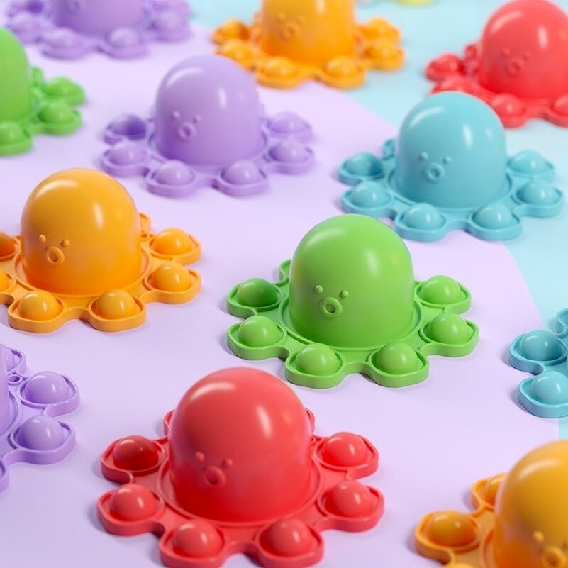 bạch tuộc 2 Mặt Pop it Push bubble Fidget Toy đồ chơi giáo dục stress relief , Đồ chơi bóp bong bóng giải tỏa căng thẳng chất lượng cao Đồ Chơi iáo Dục For Kids -Móc khóa bạch tuộc