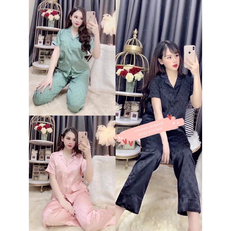 Bộ Đồ Pijama - Bộ Ngủ Cộc Tay Chất Lụa Gấm Hàng CC ( Video + Ảnh Thật ) | BigBuy360 - bigbuy360.vn