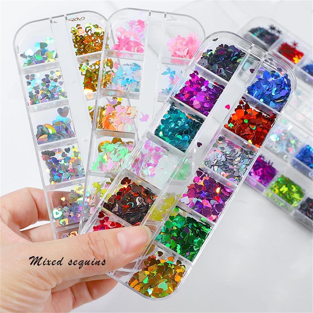 Hộp Kim Tuyến Vảy Cá Lấp Lánh 3D Trang Trí Móng Tay Nghệ Thuật