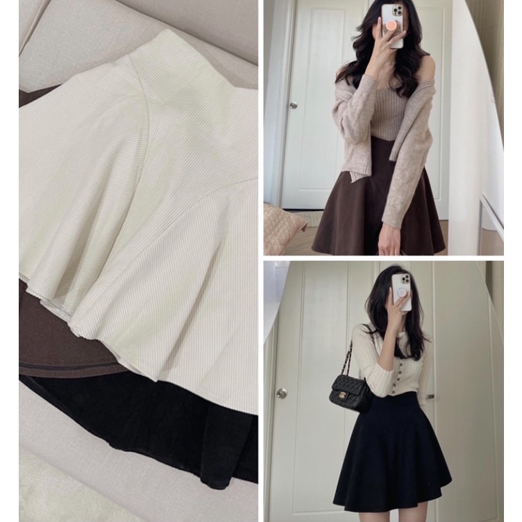 Chân váy kaki nữ dáng xoè có lưng chun Okella (có ảnh chụp tại Shop)