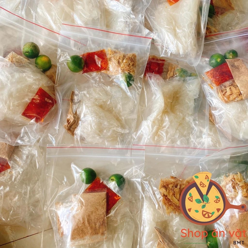 Bánh tráng phơi sương lá chuối nhỏ Bon Bon bánh tráng trộn phơi sương sate tắc hành phi Tây Ninh - 14020072