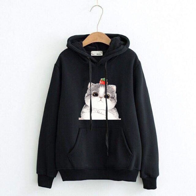 Áo Nỉ Hoodie Nam Nữ Đều Mặc Được MÈO CUTE New Hot Trend Vải Nỉ Bông Dày Mịn Big Size > 100kg - HD00077