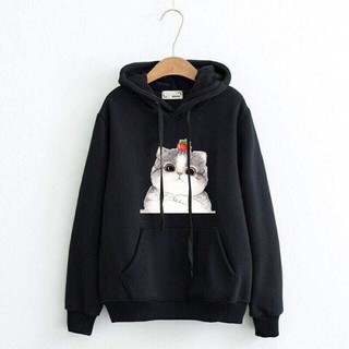 Áo Nỉ Hoodie Nam Nữ Đều Mặc Được MÈO CUTE New Hot Trend Vải Nỉ Bông Dày Mịn Big Size > 100kg - HD00077