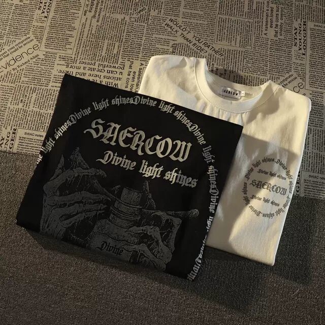 Áo thun MMIOT tay ngắn in họa tiết đầu lâu phong cách gothic harajuku thời trang đường phố cho nam