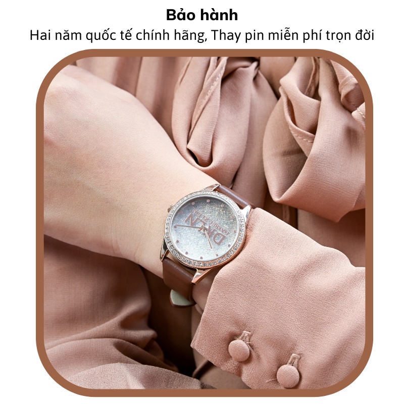 Đồng hồ nữ Daniel Klein Watch DK.1.12562 mặt nhỏ đính đá, kính cứng chống xước, chống nước, dây thép đeo tay cao cấp
