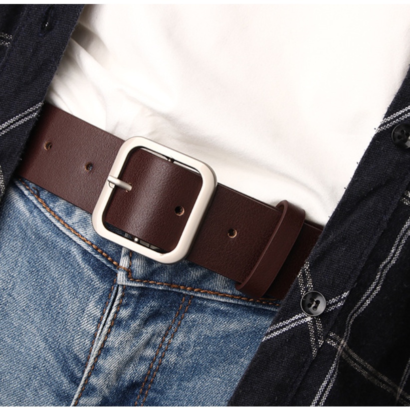 Thắt Lưng Nữ Bản To Mặt Khóa Kim Loại Hình Vuông Chất Liệu Da PU TL011 ShopMaySG Dây Lưng Nữ Thời Trang, Dây Nịt