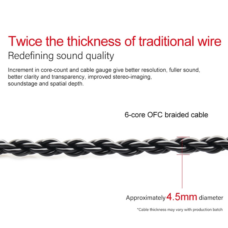Cáp mạ đồng kết nối MMCX/2PIN đầu cắm 3.5mm cho TRN V80/V30/IM2