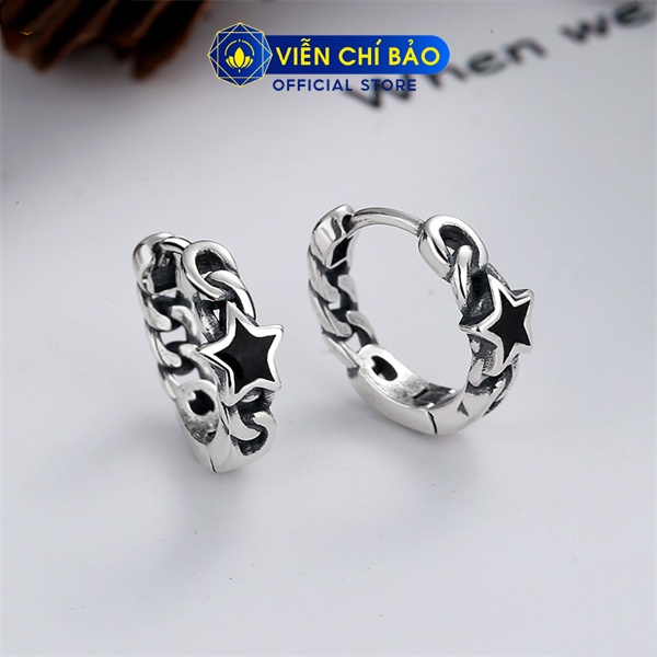 Bông tai bạc nữ hình sao đen chất liệu bạc 925 thời trang phụ kiện trang sức nữ Viễn Chí Bảo B000194