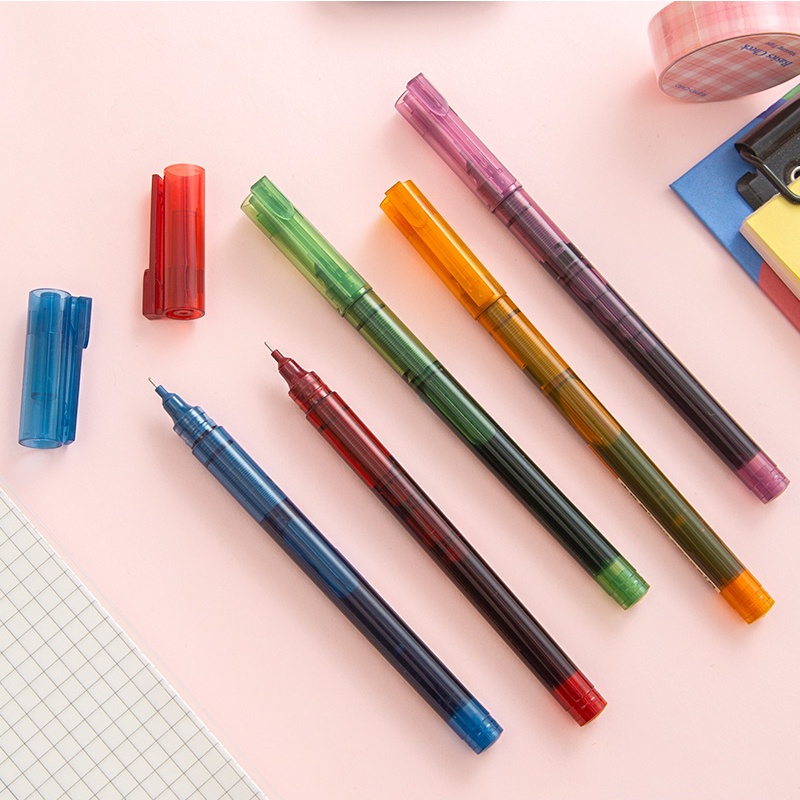 Set 4 Bút Gel Dạ Quang Khô Nhanh Màu Sắc Retro C6458