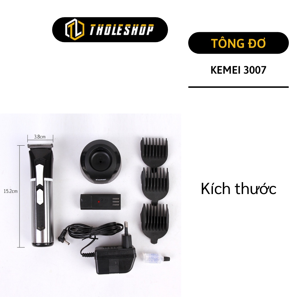 Bộ Tông đơ cắt tóc - Máy cắt tóc tại nhà Kemei 3007 2 lưỡi đồng + 2 pin sạc + 5 lược lùa 2493