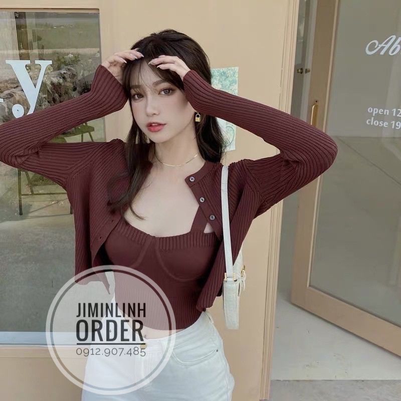 Set Len dệt kim 2 món croptop -ORDER